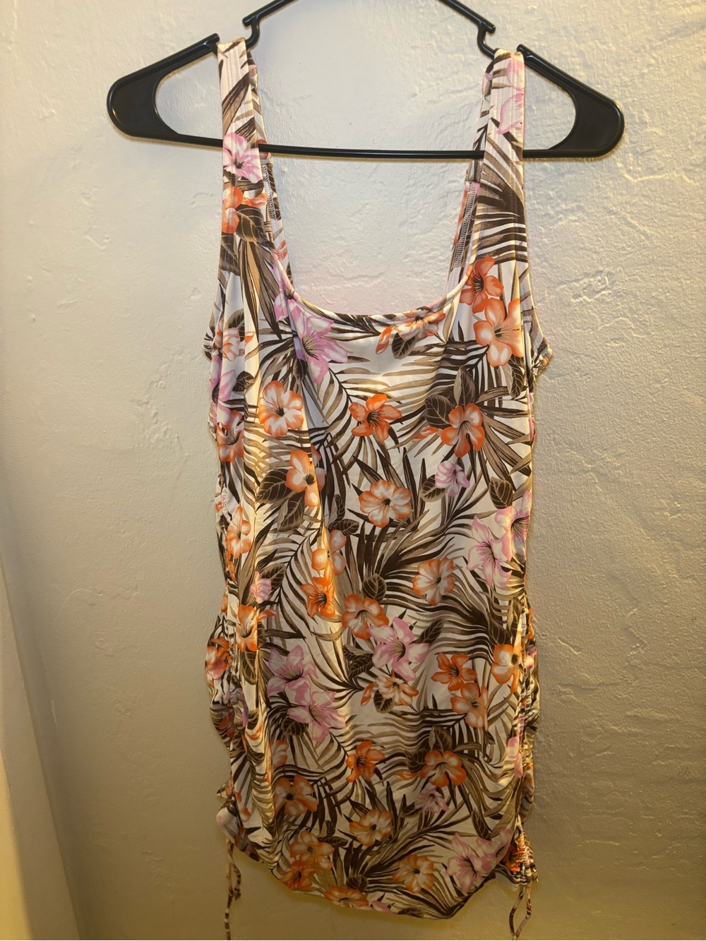 Floral Tropical Tank Dress in Peach & Pink